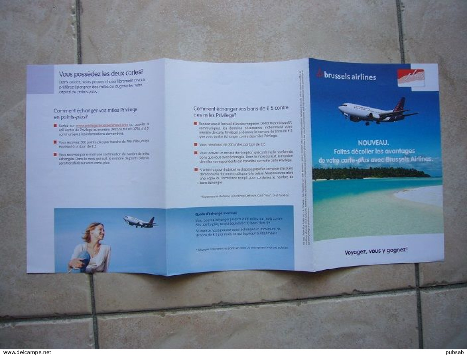 Avion / Airplane / BRUSSELS AIRLINES / Boeing 737 / Pub Carte-plus - Brussels Airlines / Dépliant 3 Volets - Advertisements