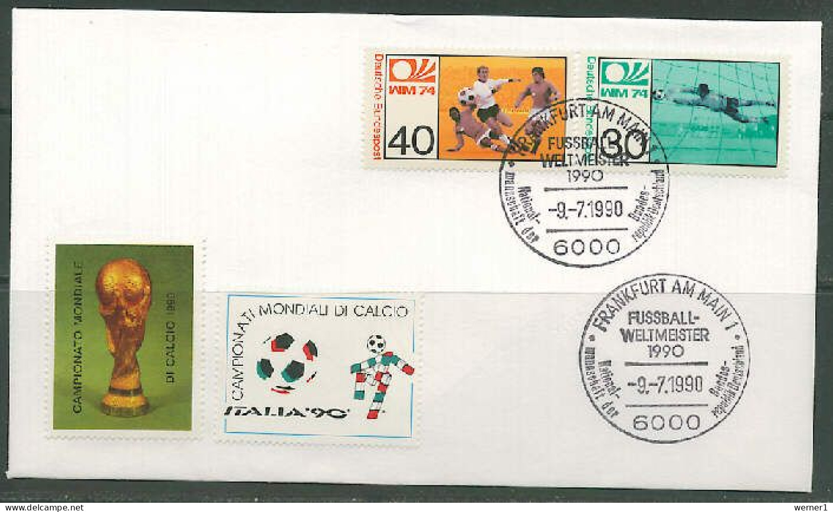 Germany 1990 Football Soccer World Cup Commemorative Cover, Germany World Cup Champion - 1990 – Italië