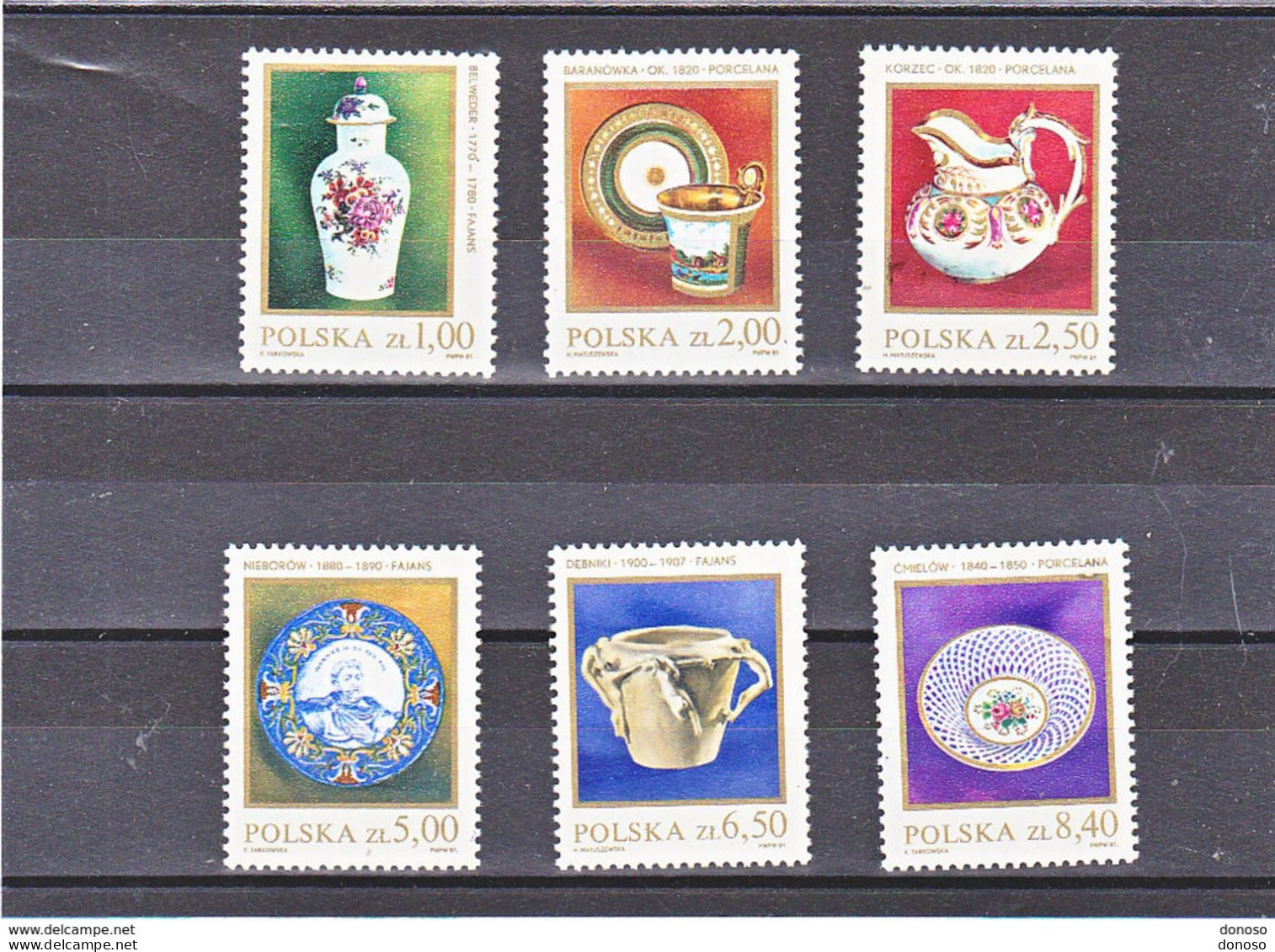 POLOGNE 1981 PORCELAINES Yvert 2556-2561 NEUF** MNH Cote 4 Euros - Unused Stamps
