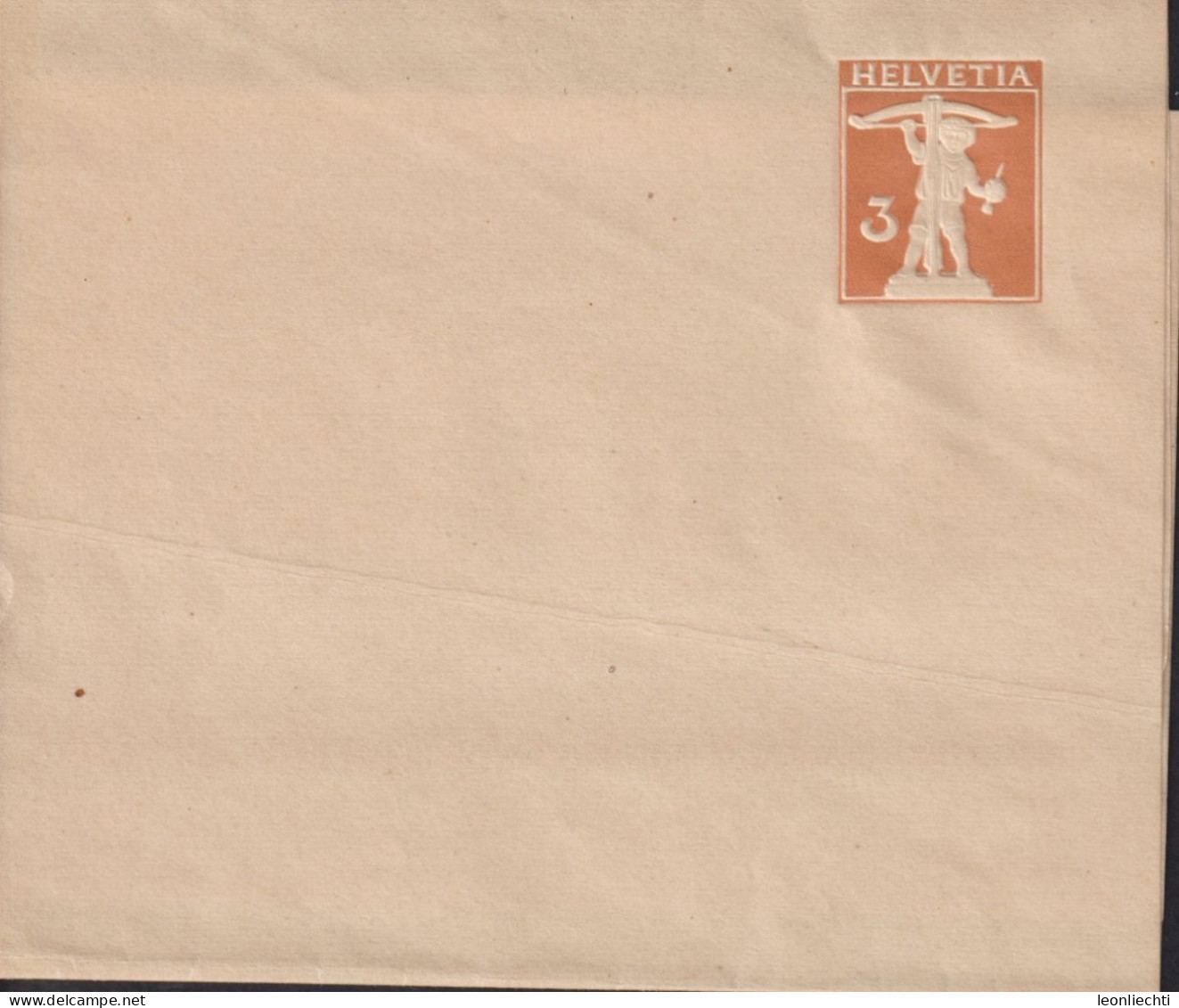 1917 Schweiz Streifband Zum: 34 ** 3 Cts Orangebraun, Tell Knabe - Enteros Postales