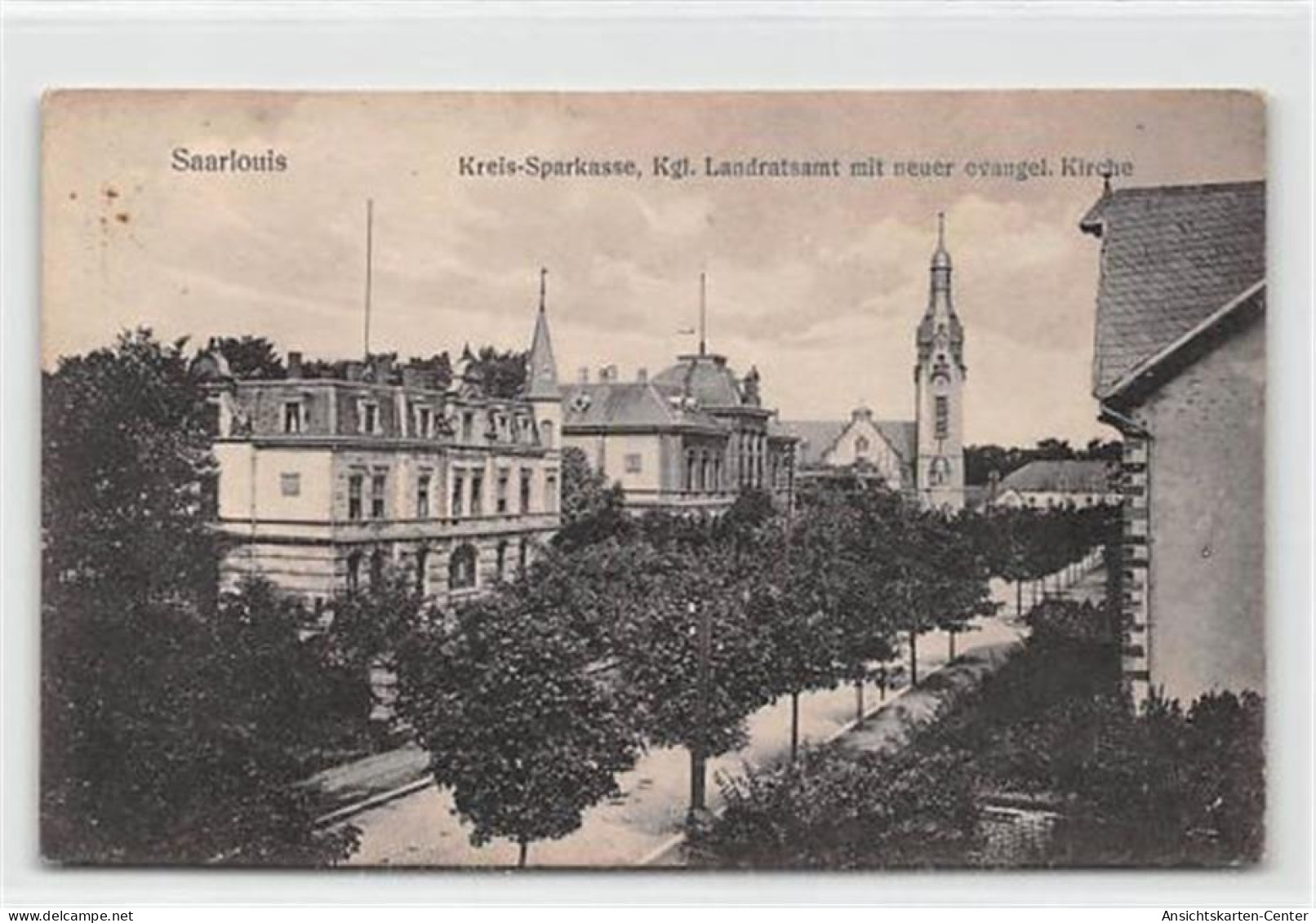 39097207 - Saarlouis. Kreis-Sparkasse Evangelische Kirche. Karte Beschrieben Leichte Abschuerfungen, Sonst Gut Erhalten - Other & Unclassified