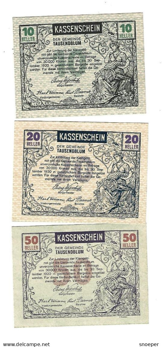 *notgeld   Austria Tausenblum  Serie Compleet   1060 - Oostenrijk