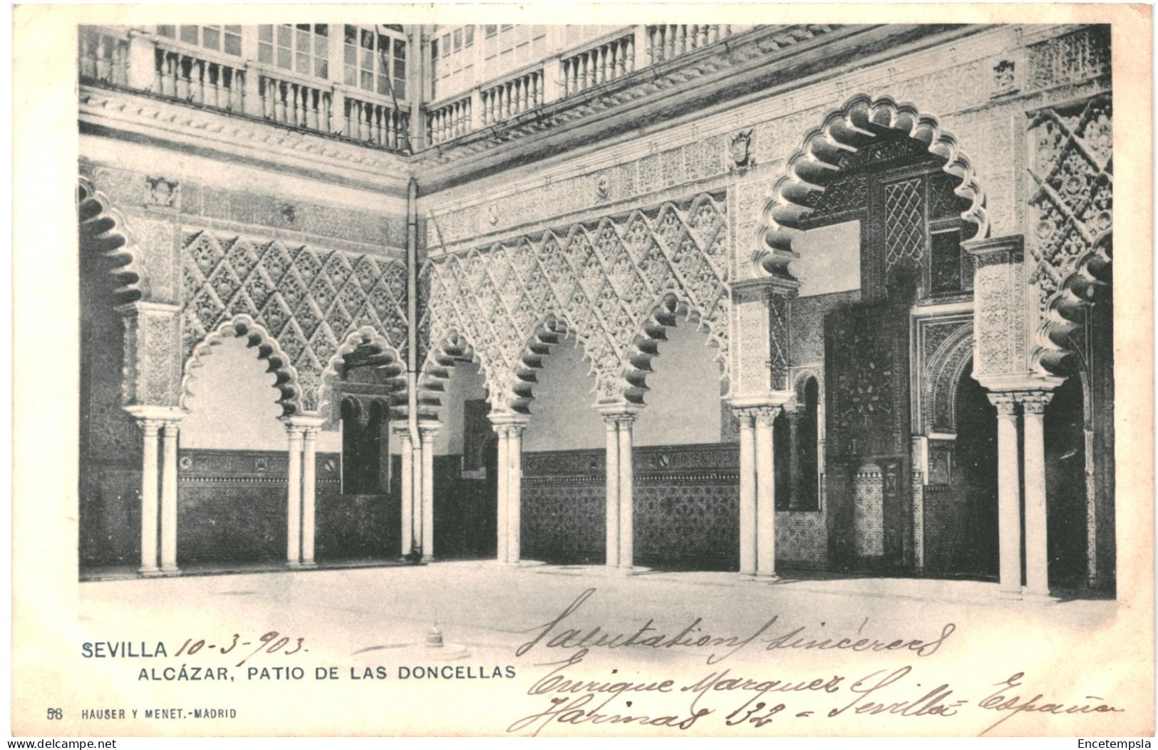 CPA Carte Postale Espagne Sevilla Alcazar Patio De Las Doncellas 1903 VM80402 - Sevilla