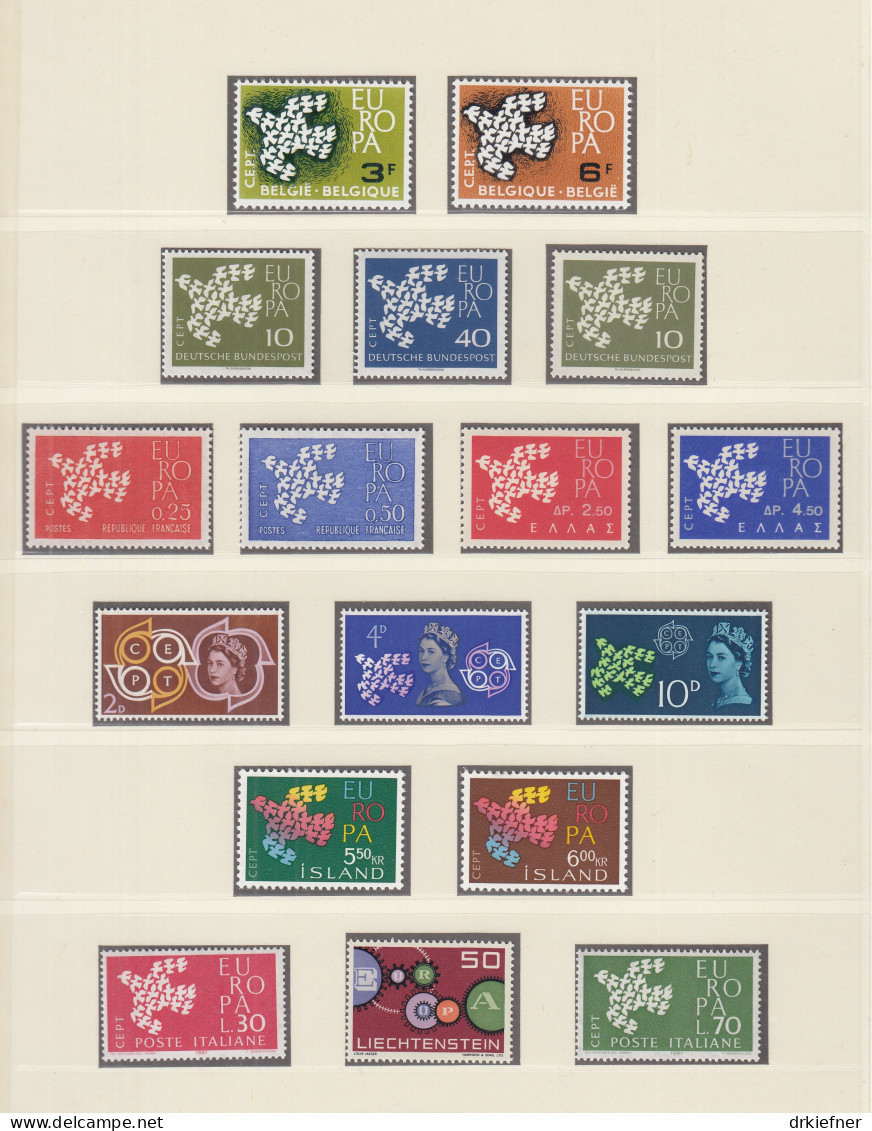 Europa CEPT  Jahrgang 1961, Postfrisch **, Komplett 16 Länder - 1961