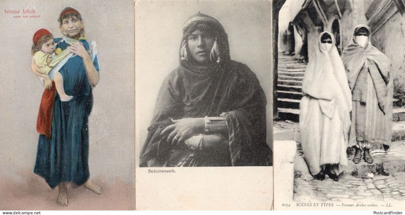 Beduinenweib 3x Arab Woman Glamour Antique Postcard - Autres & Non Classés