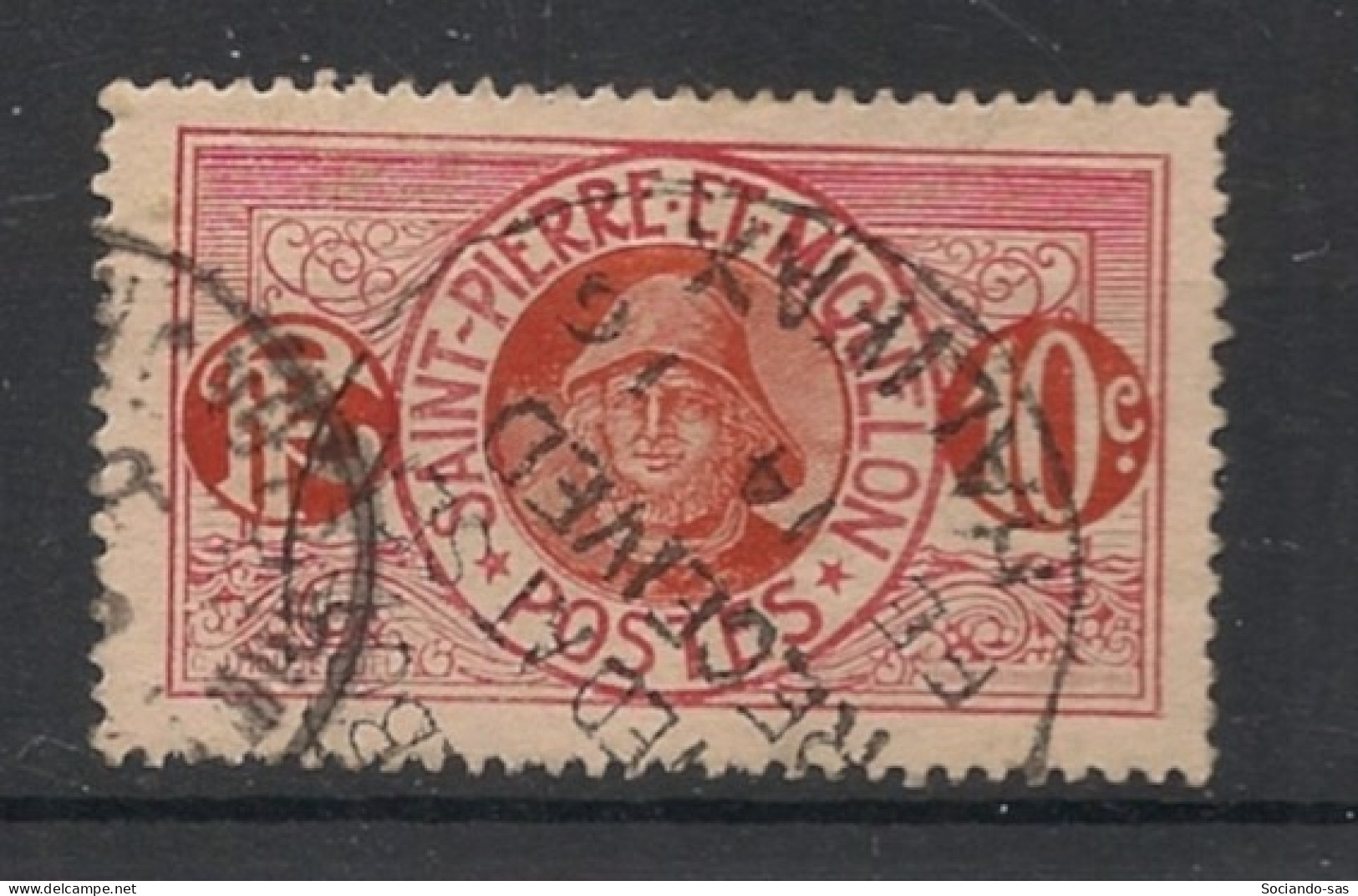 SPM - 1909-17 - N°YT. 82 - Pêcheur 10c Rouge - Oblitération PAQUEBOT / Used - Oblitérés