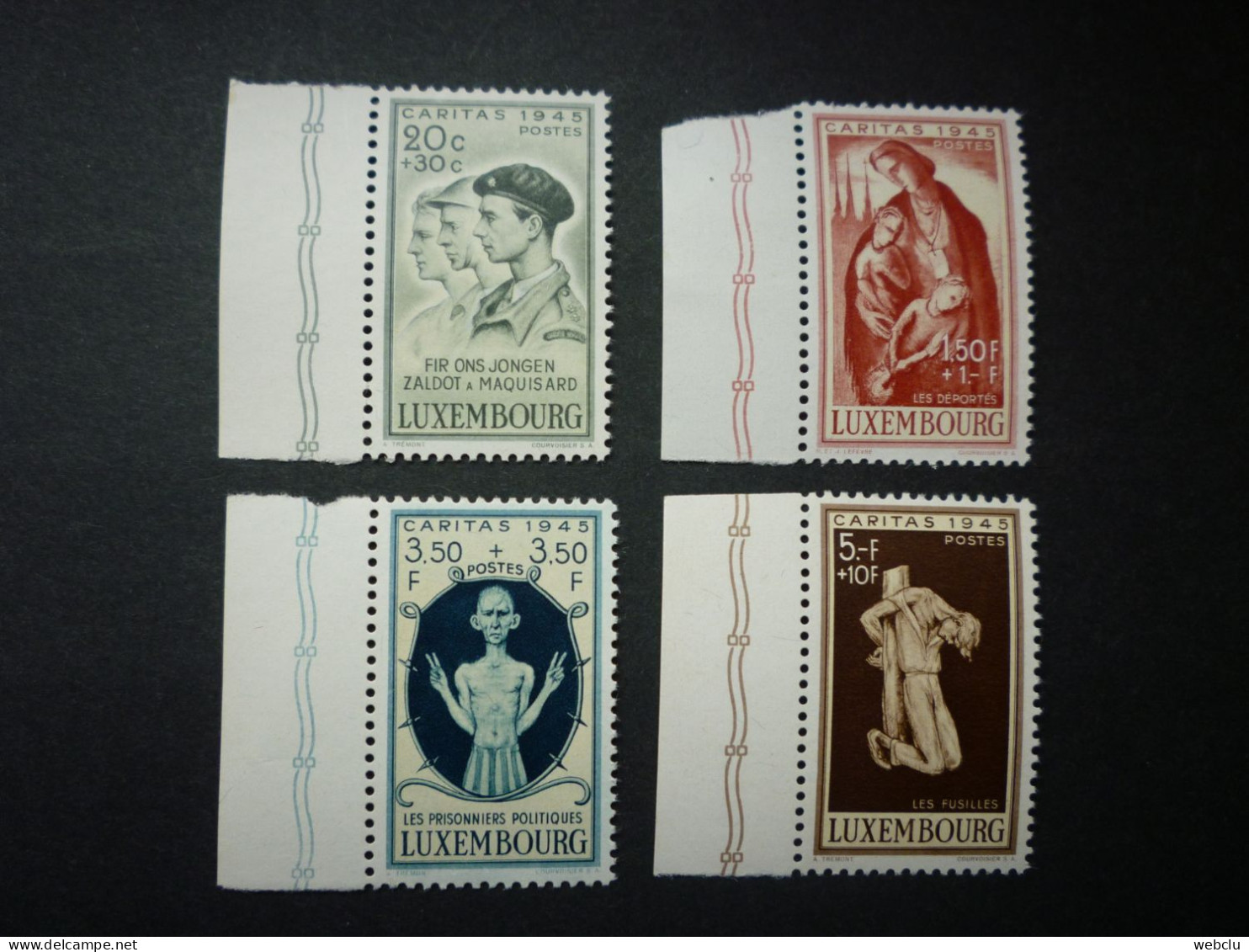 Luxemburg Luxembourg Caritas 1945, Mi 395-398 **, Randstücke, RARR!! - Unused Stamps