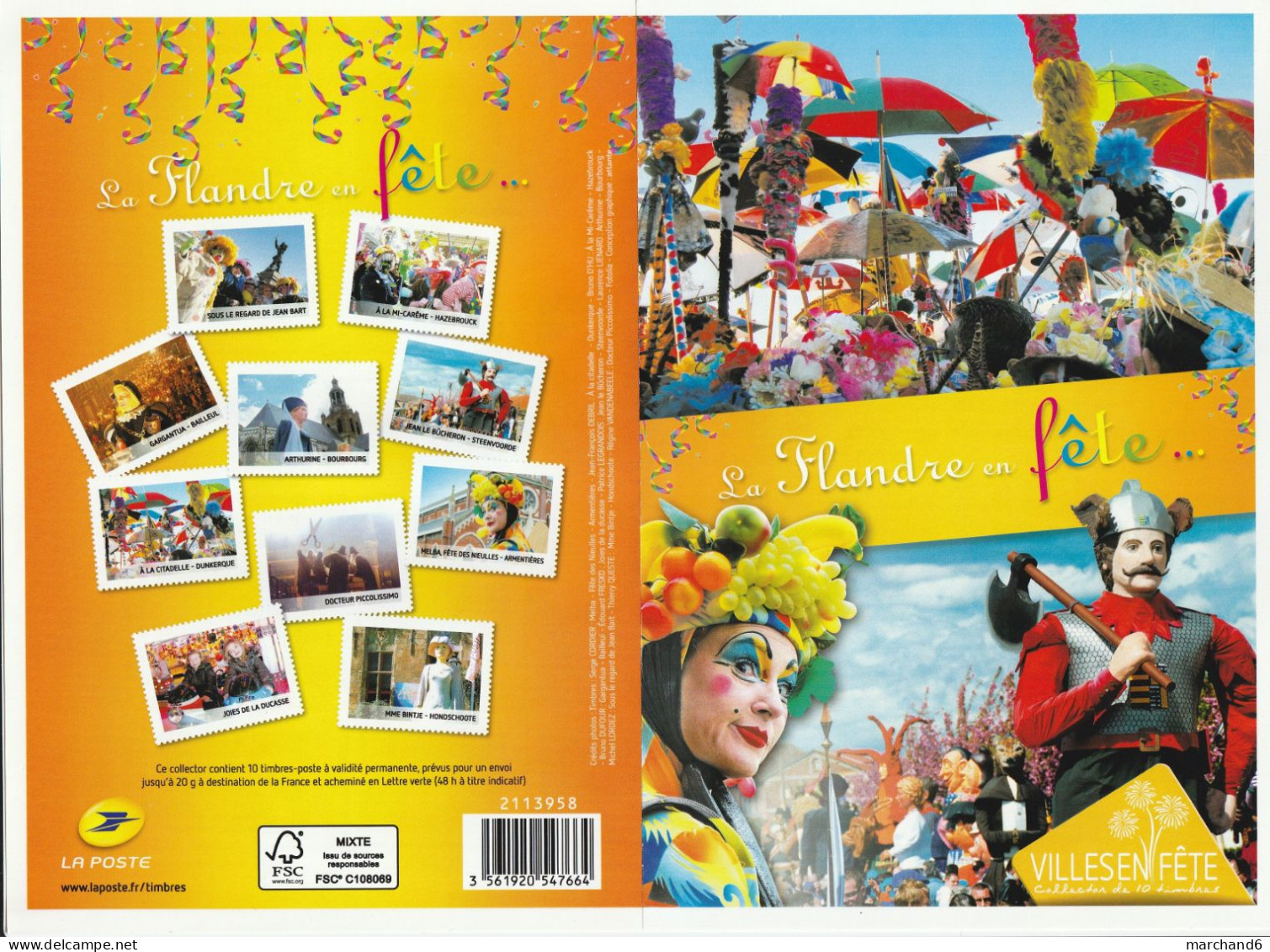 Feuillet Collector Carnaval La Flandre En Fete France 2013 IDT L V 20gr 10 Timbres Autoadhésifs N°191 - Collectors