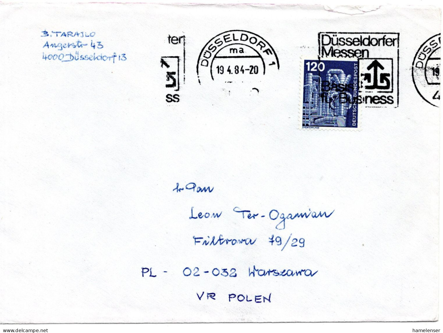 78269 - Bund - 1984 - 120Pfg I&T EF A Bf DUESSELDORF - ... -> WARSZAWA (Polen) - Cartas & Documentos