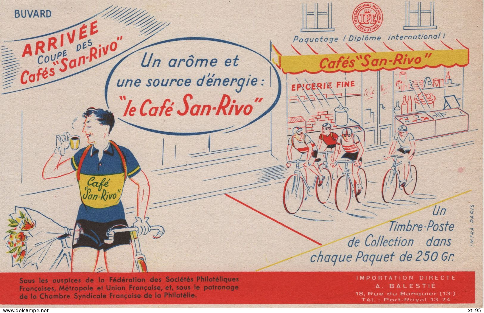 Buvard - Cafe San Rivo - Source D Energie - Cyclisme Velo Timbres - Koffie En Thee