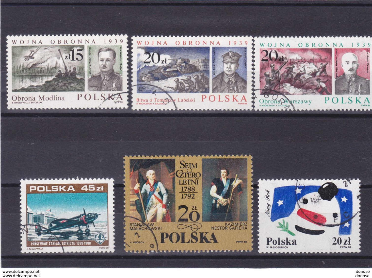 POLOGNE 1988 Yvert 2962 + 2966-2968 + 2973 + 2989 Oblitéré, VFU - Used Stamps