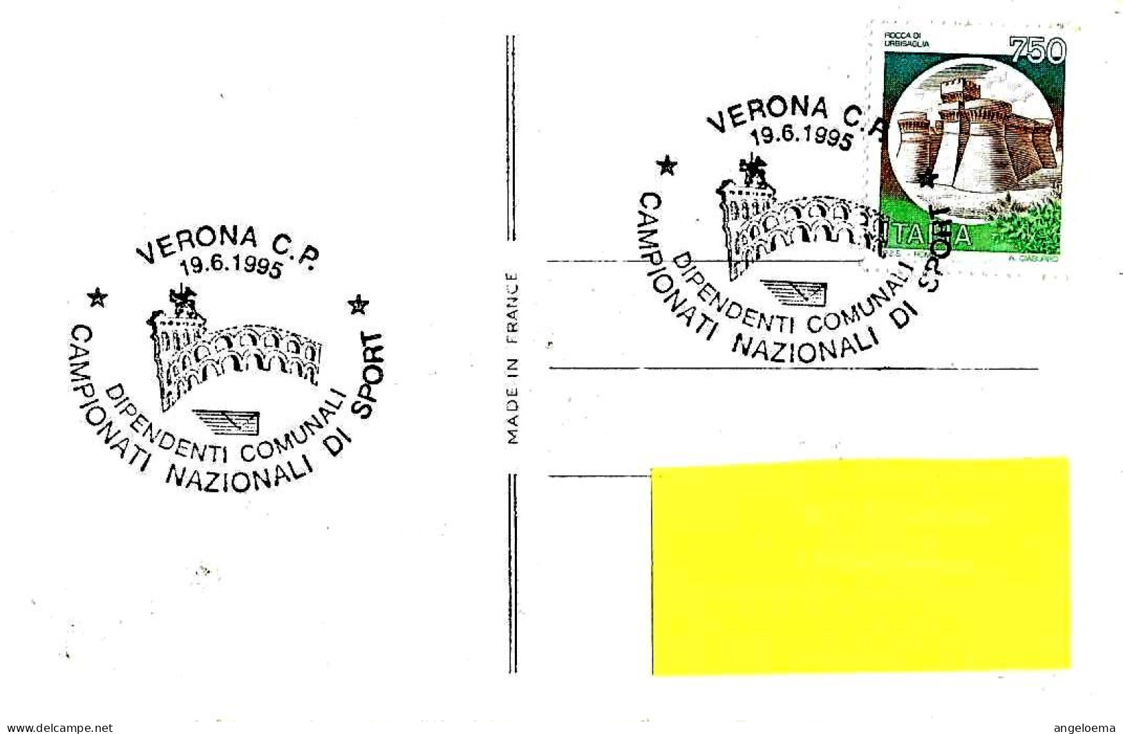 ITALIA ITALY - 1995 VERONA Campionati Sport Dipendenti Comunali (Arena, Cangrande) Su Cartolina Pubblicitaria - 9679 - Otros & Sin Clasificación