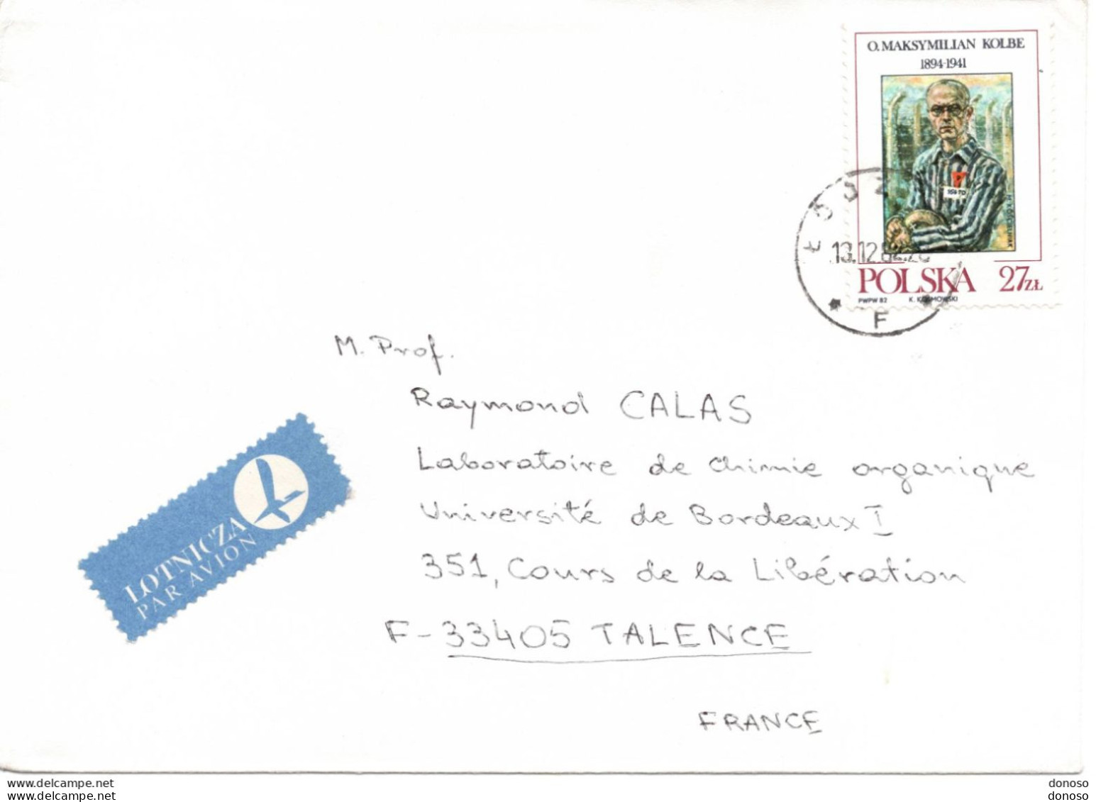 1982 Lettre Par Avions De Lodz Pour Faculté Des Sciences De Bordeaux - Brieven En Documenten