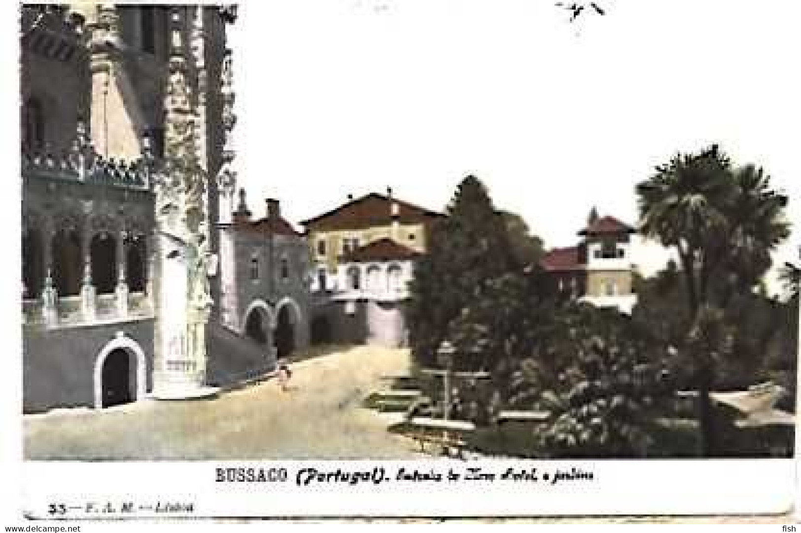 Portugal & Marcofilia, Bussaco, Entrada Do Novo Hotel E Jardins, Ed. F.A.M, Lisboa, Coimbra 1905 (33) - Hotels & Gaststätten
