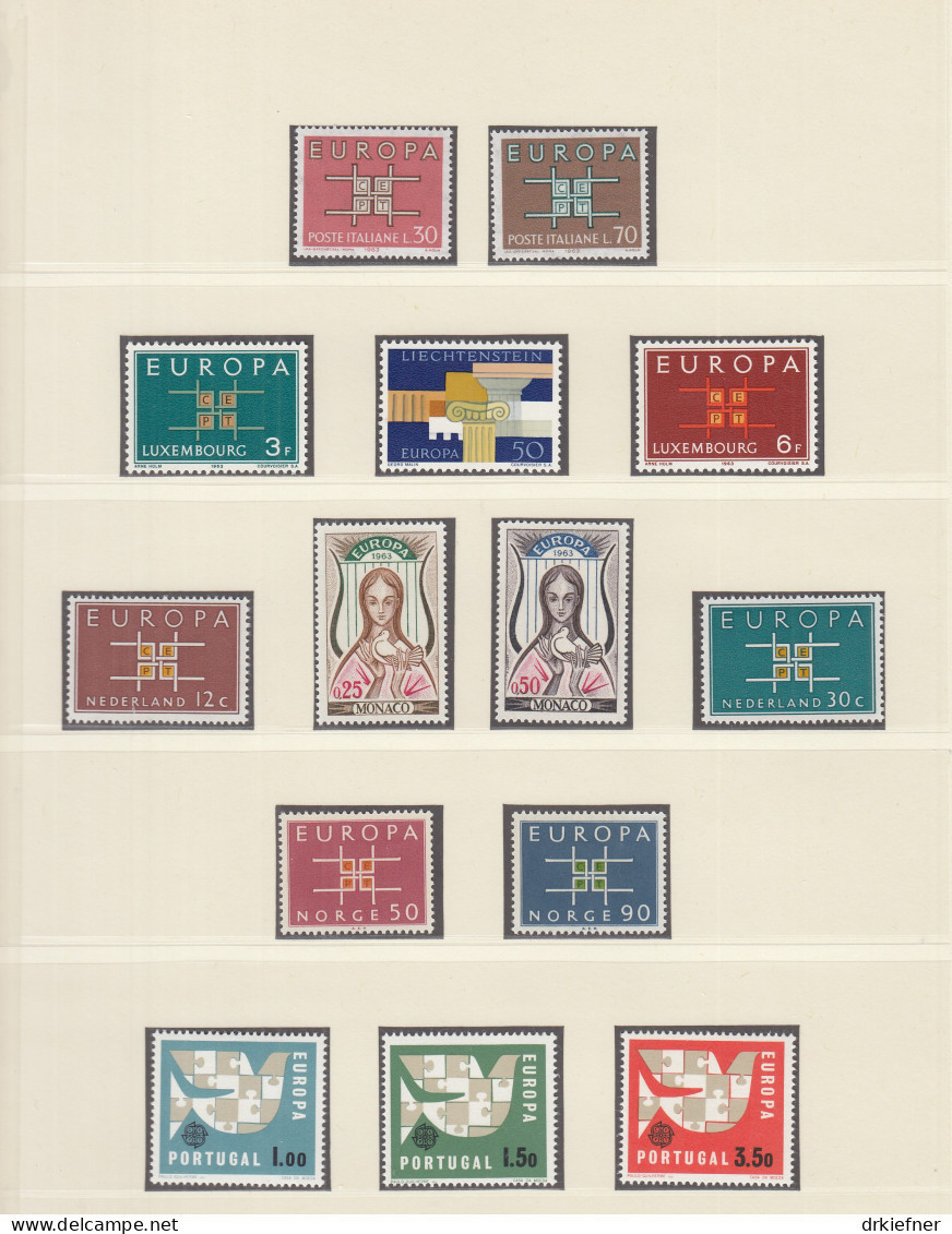 Europa CEPT  Jahrgang 1963, Postfrisch **, Komplett 19 Länder, Ornament - 1963