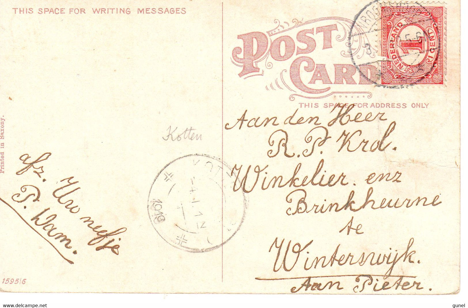 4 1 1919 Langebalk VROOMSHOOP Op Nieuwjaarskaart Naar Winterswijk - Postal History