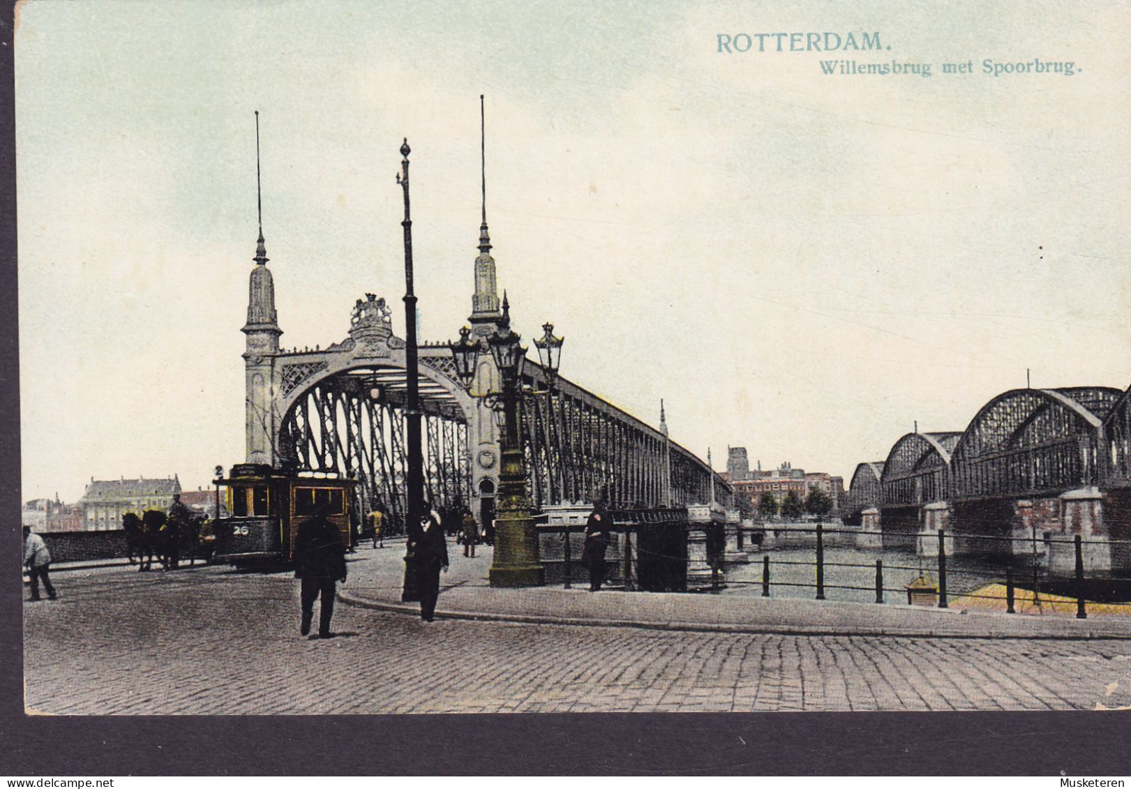 Netherlands UPU PPC Rotterdam. Willemsburg Met Spoorbrug. Tram Tramways. (2 Scans) - Rotterdam