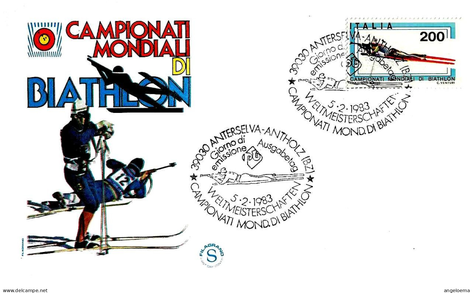 ITALIA - 1983 ANTERSELVA (BZ) Campionati Mondiali BIATHLON Su Busta Filagrano Fdc - 5346 - Otros & Sin Clasificación