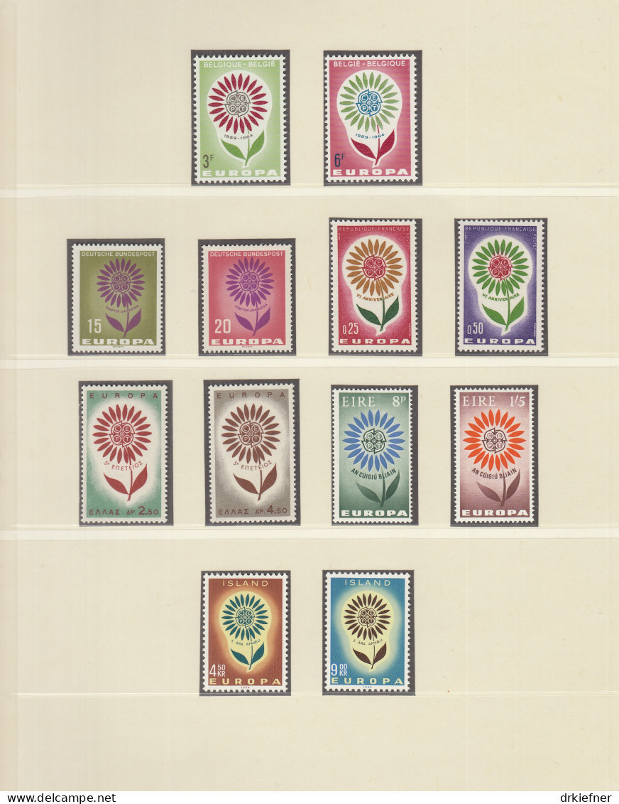 Europa CEPT  Jahrgang 1964, Postfrisch **, Komplett 19 Länder, Stilisierte Blume - 1964