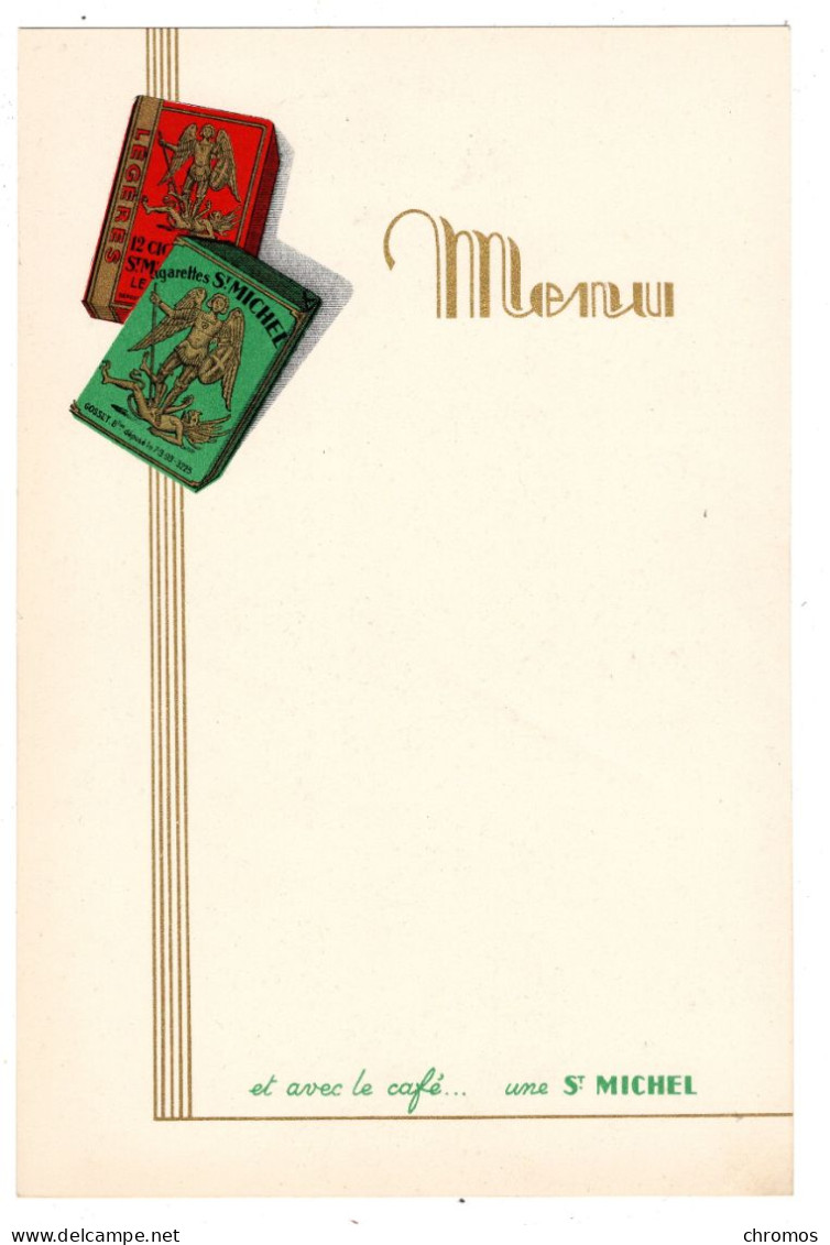 Carte Menu, Chromo Pour Cigarettes St. Michel, 14 X 21 Cm - Menus