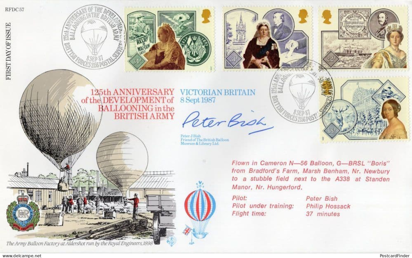 Victorian Hot Air Balloon In British Army Hand Signed FDC - Militaria