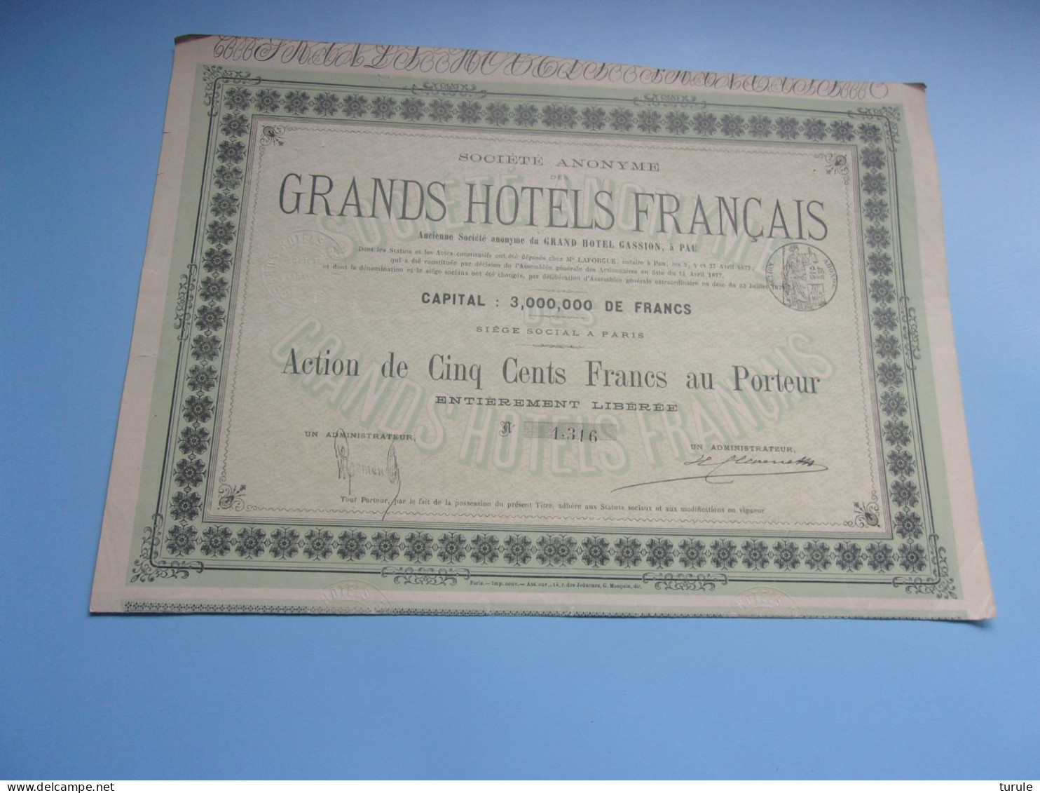 GRANDS HOTELS FRANCAIS (grand Hotel Gassion A PAU) - Otros & Sin Clasificación