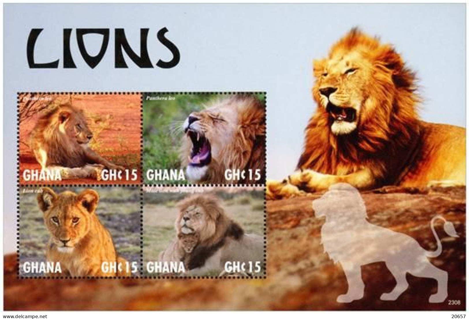 Ghana 3925/28 Et Bf 597 Lion - Big Cats (cats Of Prey)