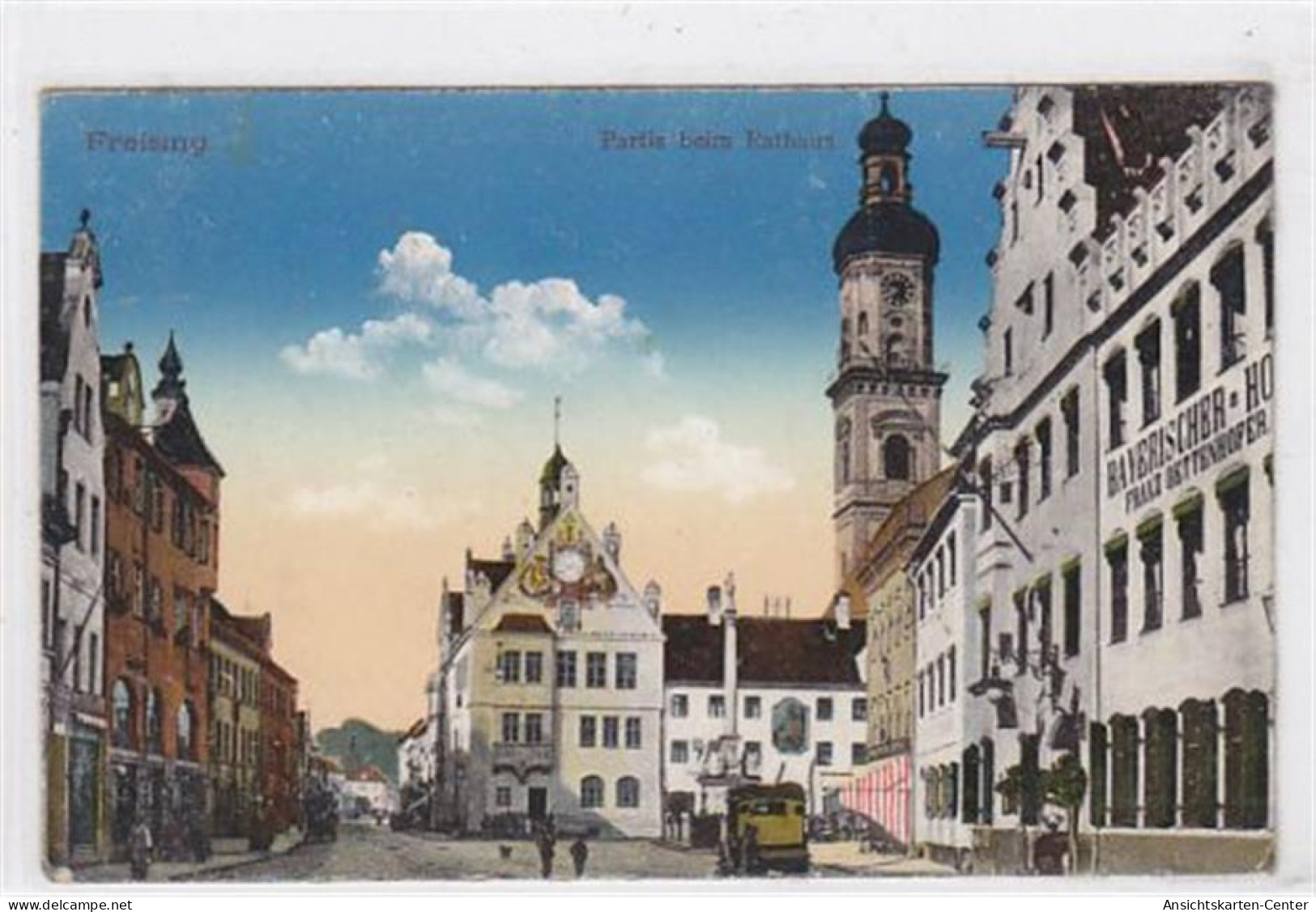 39045107 - Freising. Partie Beim Rathaus Mit Hotel Bayerischer Hof. Besitzer Franz Dettenhofer Gelaufen Am 27. Sept. 19 - Freising