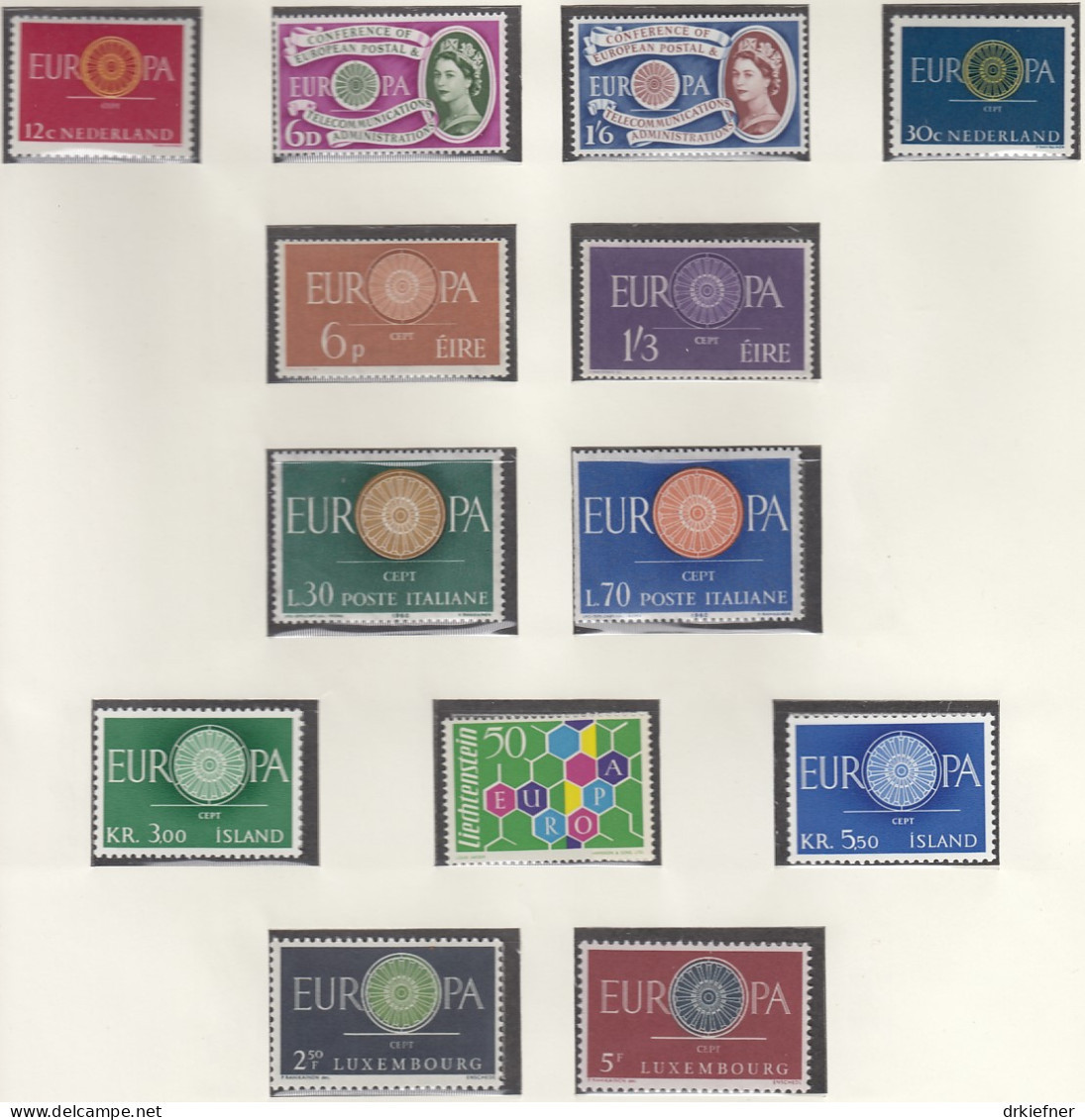 Europa CEPT  Jahrgang 1960, Postfrisch **, Komplett 20 Länder, Wagenrad - 1960