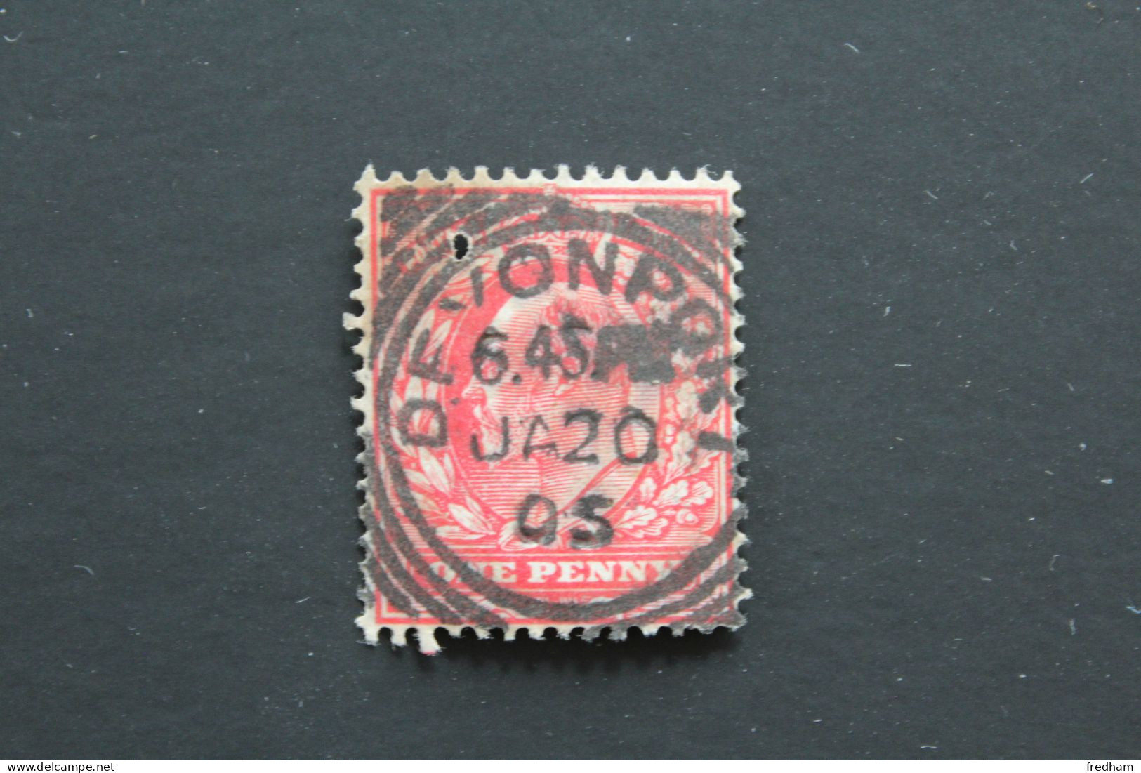 1902 Y&T NO GB 107 EDWARD VII ONE PENNY ROUGE ECARLATE  CACHET A DATE DEVONPORT( EX PLYMOUTH DOCK) DU 20 JAN 1905 .. - Used Stamps