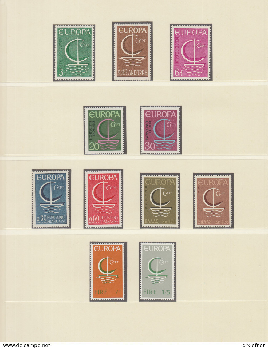Europa CEPT  Jahrgang 1966, Postfrisch **, Komplett 19 Länder, Stilisiertes Boot - 1966