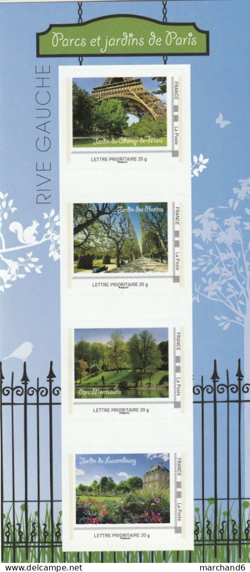 Feuillet Collector Parcs Et Jardins De Paris Rive Gauche France 2013 IDT L P 20gr 4 Timbres Autoadhésifs N°200 - Collectors