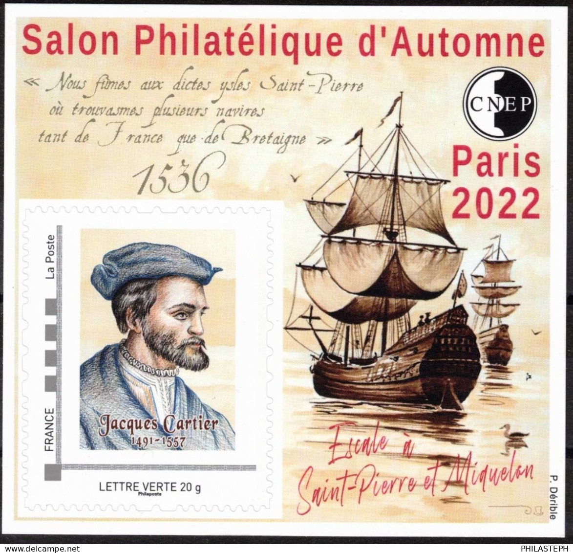 FRANCE BLOC CNEP YT 91 2022 - Salon D'Automne Jacques Cartier - TVP Adhésif - CNEP