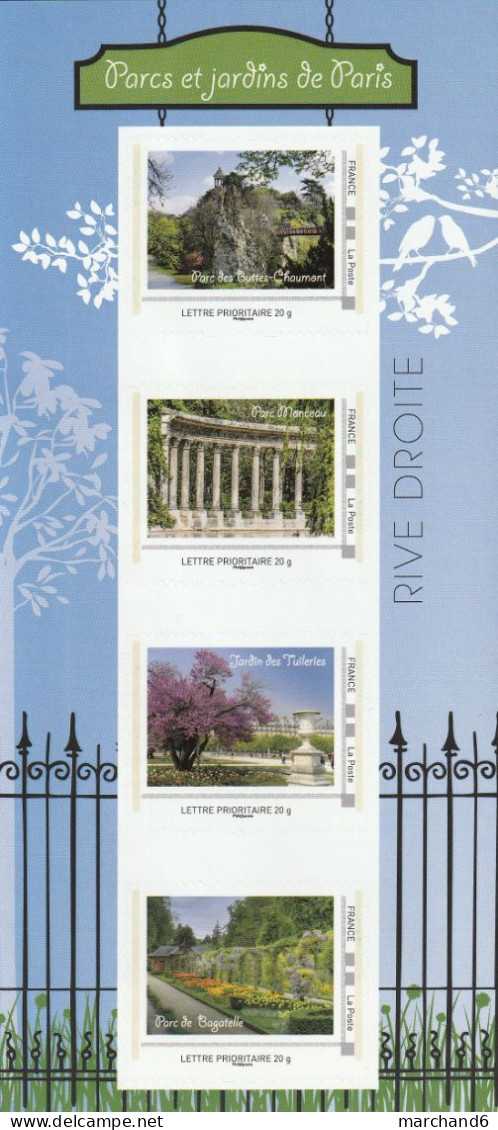 Feuillet Collector Parcs Et Jardins De Paris Rive Droite France 2013 IDT L P 20gr 4 Timbres Autoadhésifs N°201 - Collectors