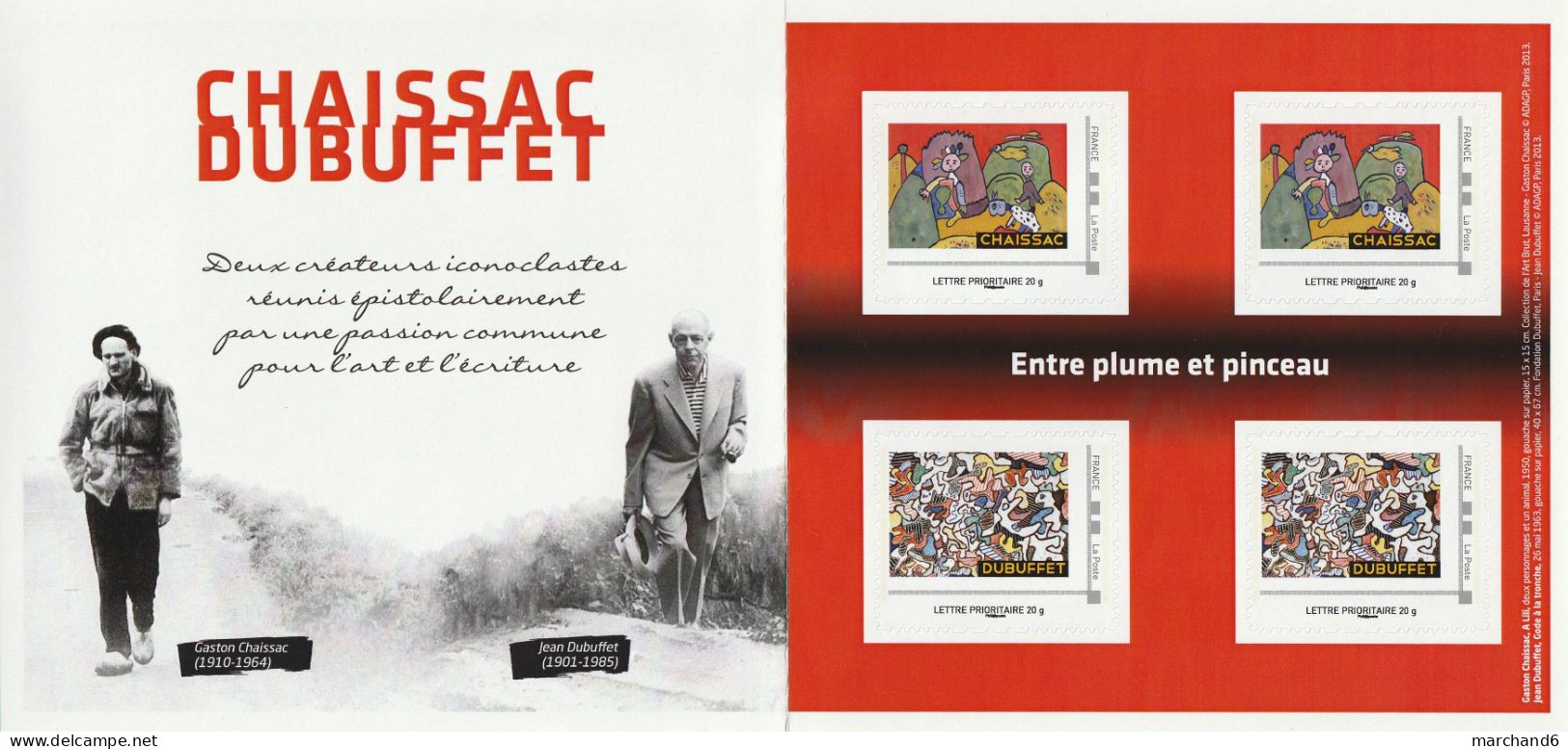 Feuillet Collector Chaissac Dubuffet Entre Plume Et Pinceau France 2013 IDT L P 20gr 4 Timbres Autoadhésifs N°205 - Collectors