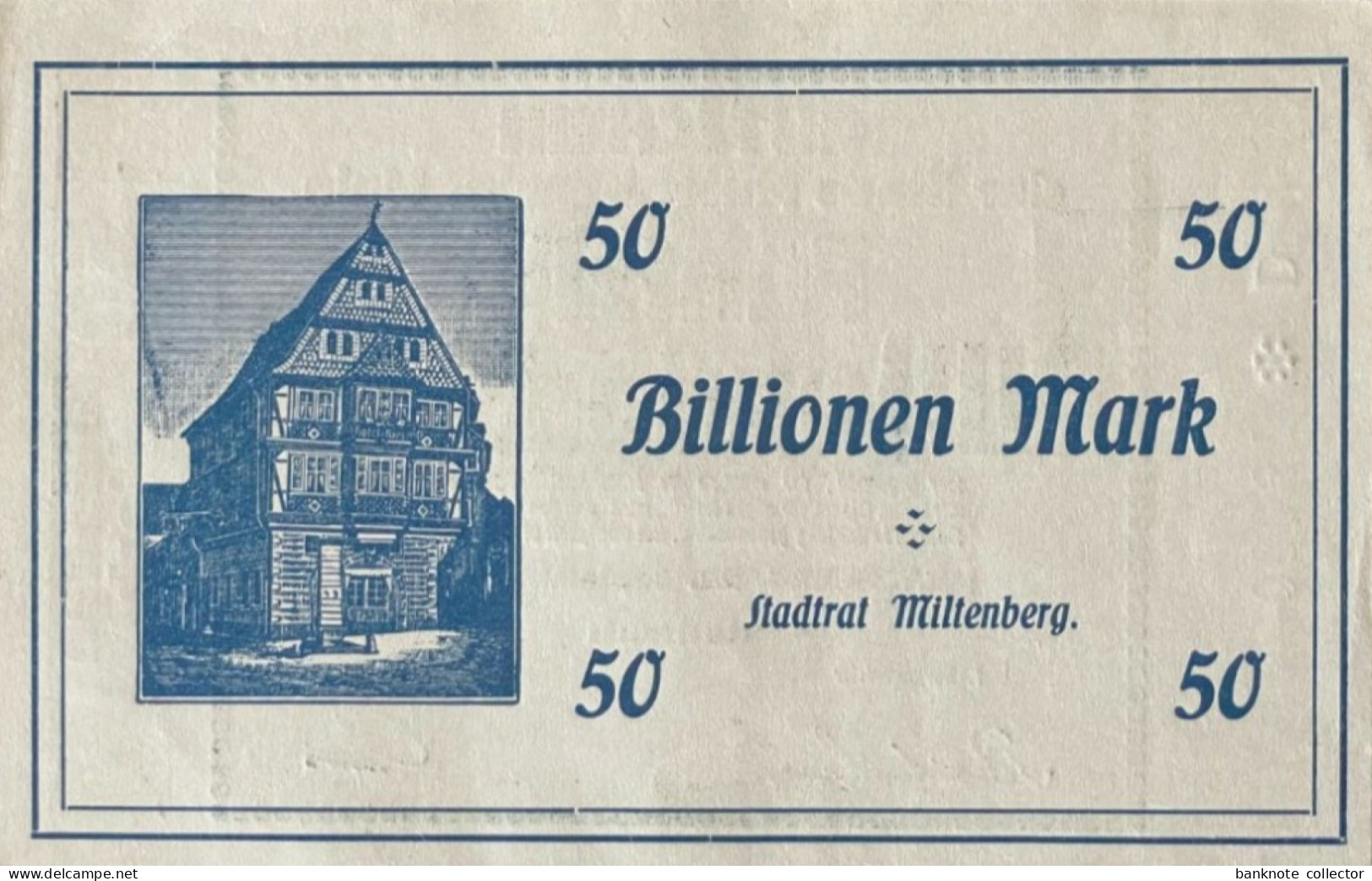 Deutschland, Germany, Gutschein Der Stadt Miltenberg A. Main - 50 Billion Mark, 1923 ! - 50 Biljoen Mark