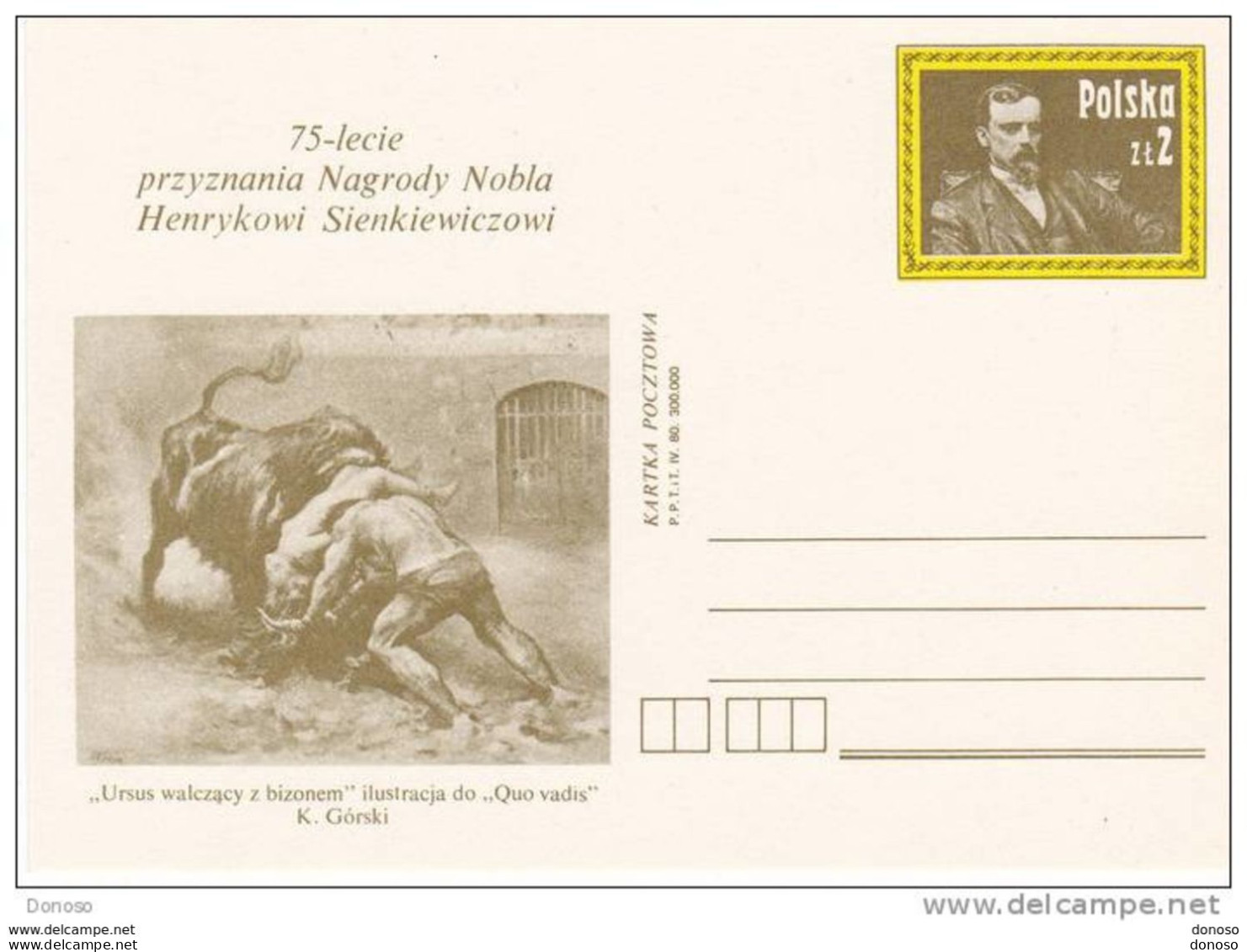 POLOGNE SIENKIEWICZ CARTE NEUVE - Stamped Stationery