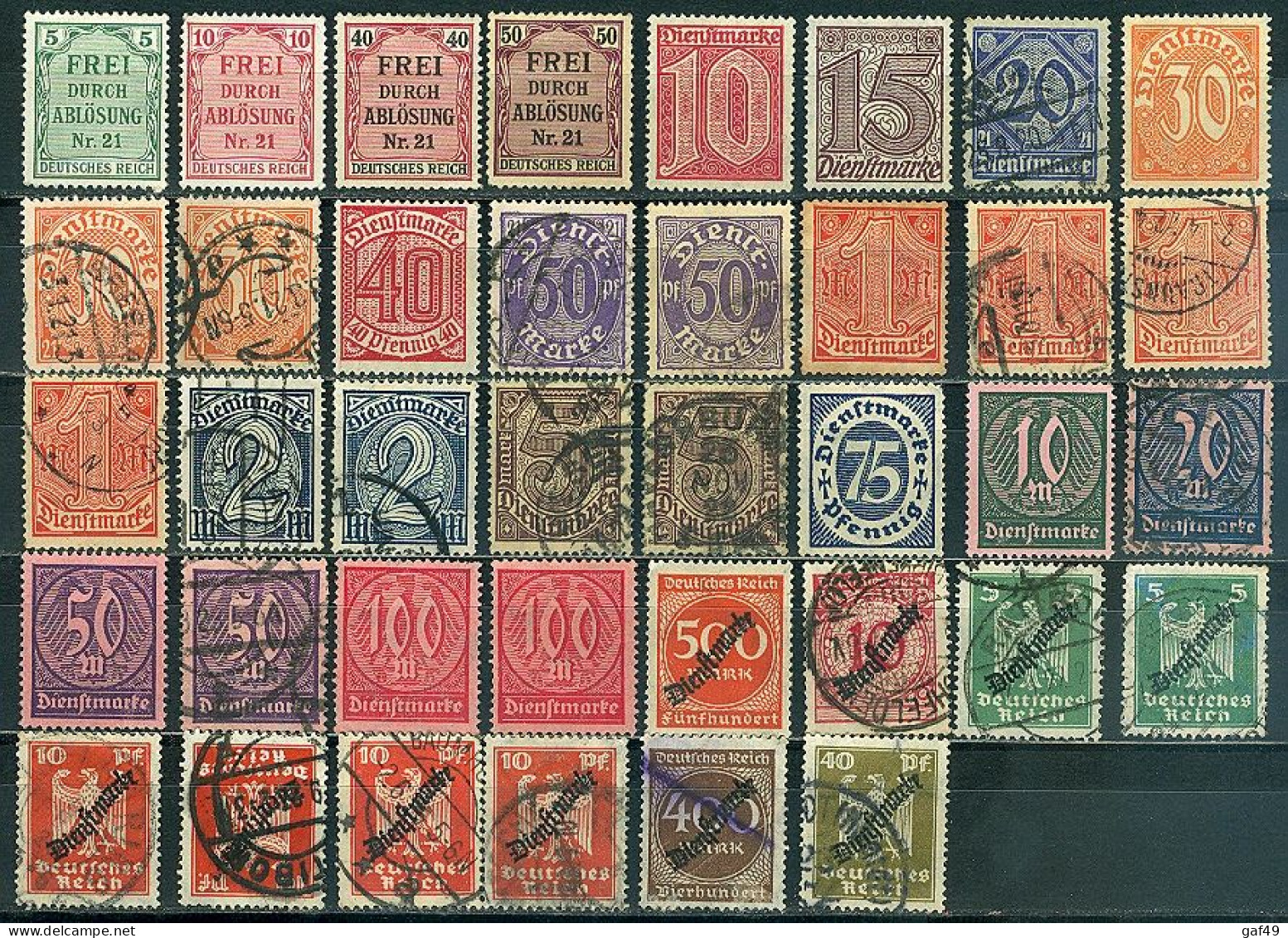 Allemagne Timbres De Services Collection Entre 1903 Et 1944 Oblitérés Belles Oblitérations à Voir (3 Scans ) - Service