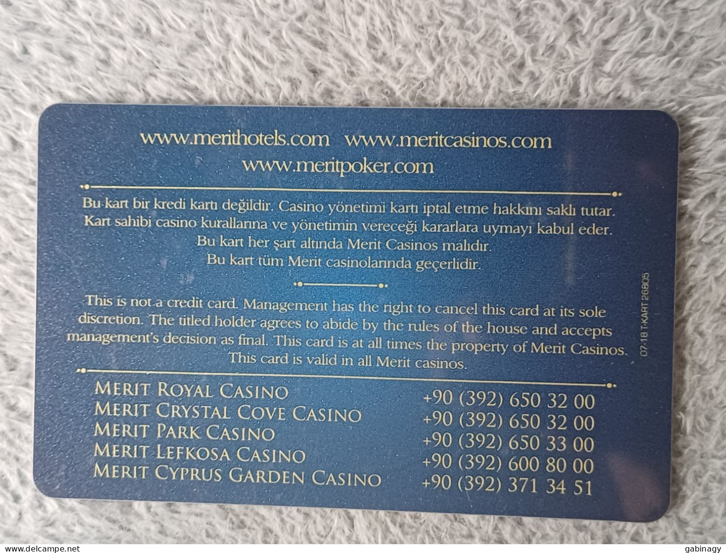 HOTEL KEYS - 2632 - TURKEY - MERIT HOTELS - Hotel Keycards