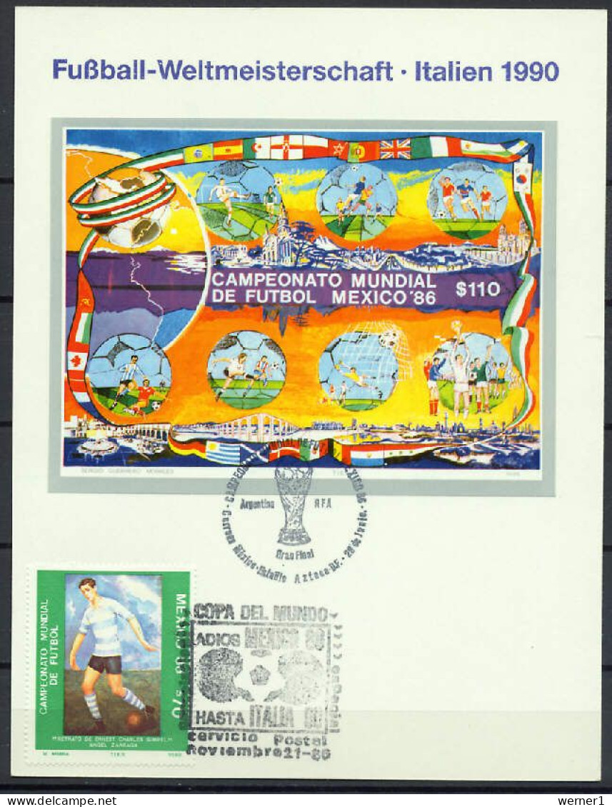 Mexico 1986 Football Soccer World Cup Commemorative Print, Coming World Cup In Italy - 1990 – Italië