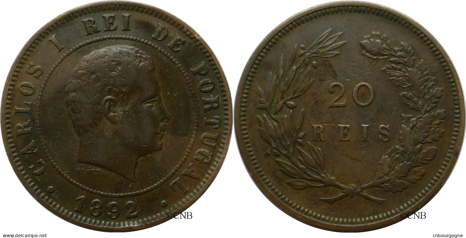 Portugal - Royaume - Charles Ier - 20 Reis 1892 - TTB/XF40 - Mon5330 - Portugal