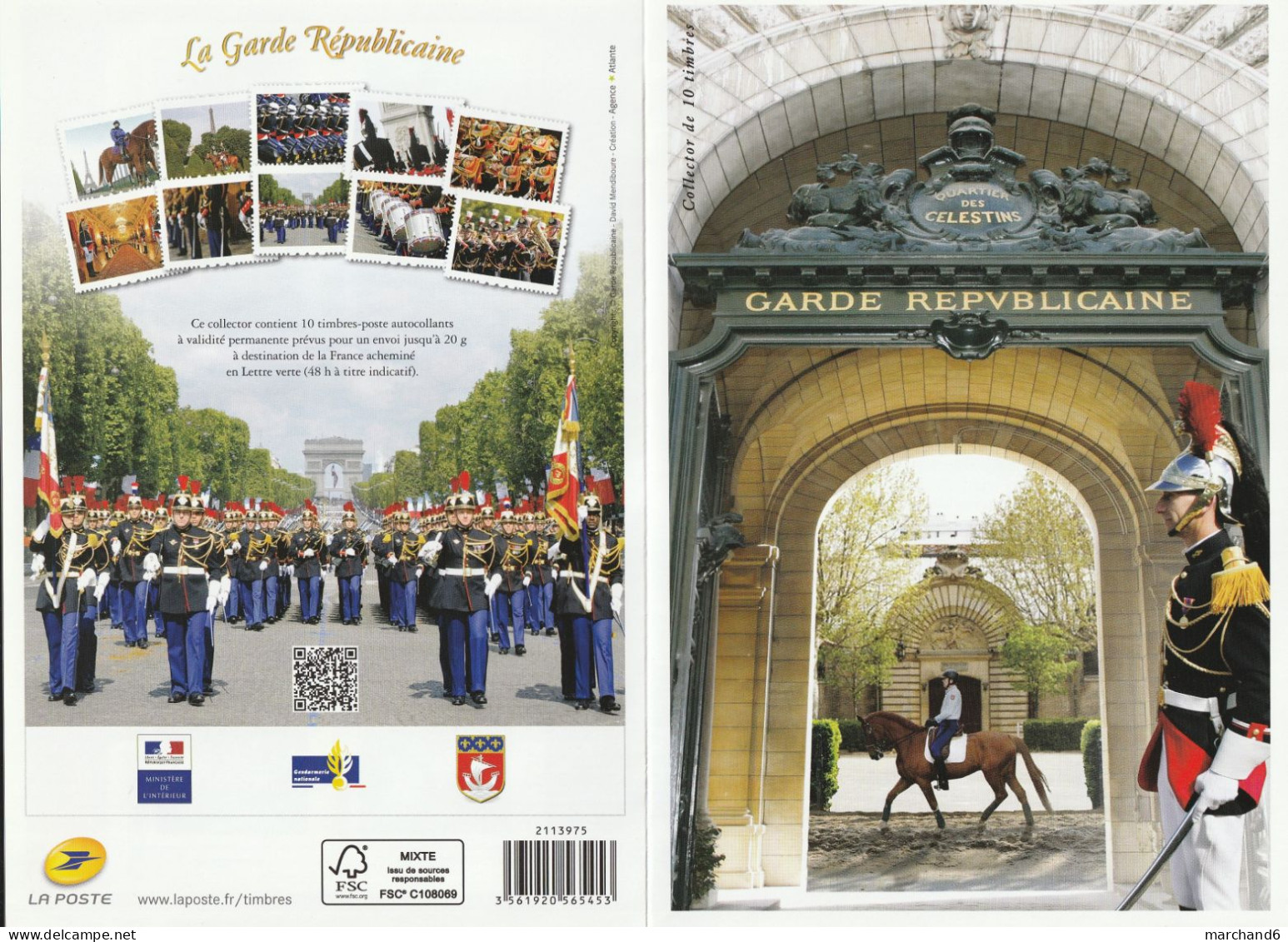 Feuillet Collector La Garde Républicaine France 2013 IDT L V 20gr 10 Timbres Autoadhésifs N°220 - Collectors