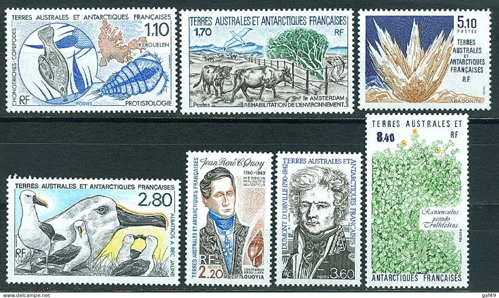 TAAF 1990 Poste N° Y&T 148 à 154 Prostistologie, Faune, Environnement, Navigateurs. Neuf Sans Charnière  Très Frais - Unused Stamps