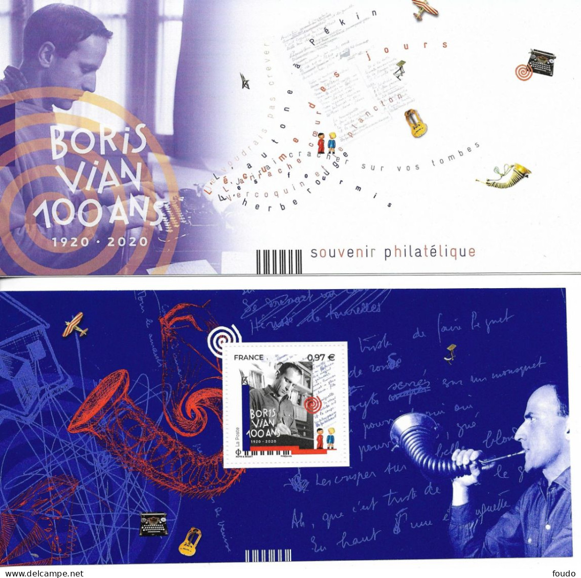 France 2020 - Yv N° 165 ** - Boris Vian - Foglietti Commemorativi