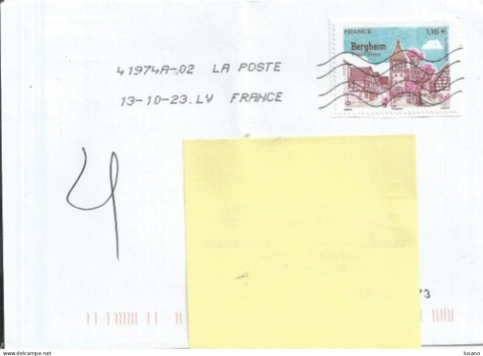 Bergheim Seul Sur Lettre - Storia Postale