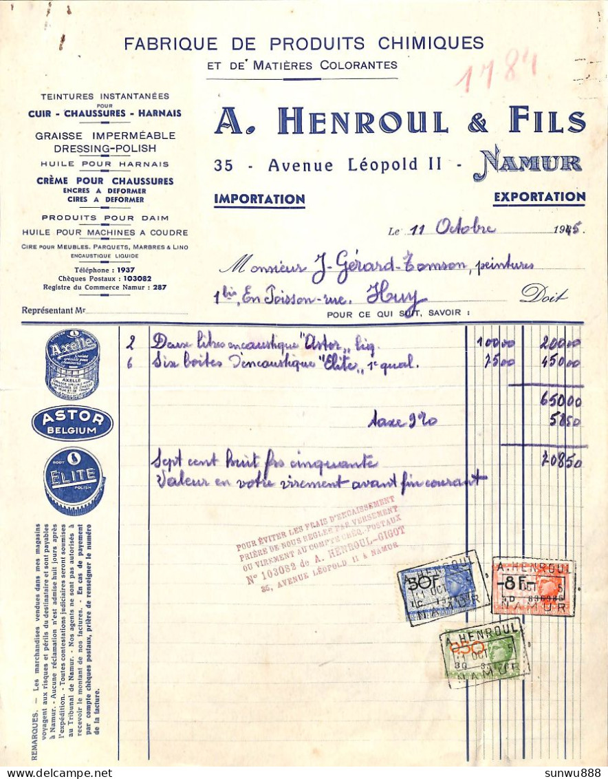 Namur - Fabrique De Produits Chimiques A. Henroul & Fils 1945 - 1900 – 1949