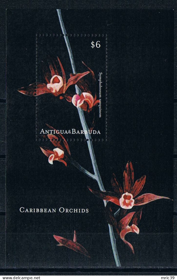 Bloc Sheet  Fleurs Orchidées Flowers Orchids  Neuf  MNH **    Antigua 2001 - Orchids