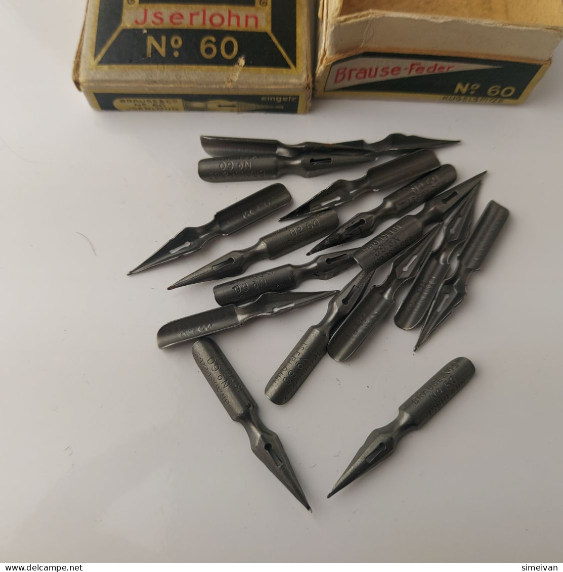 Vintage Dip Pen Nibs BRAUSE & Co No. 60 ISERLOHN Feder 16 Pcs Calligraphy #5563 - Stylos