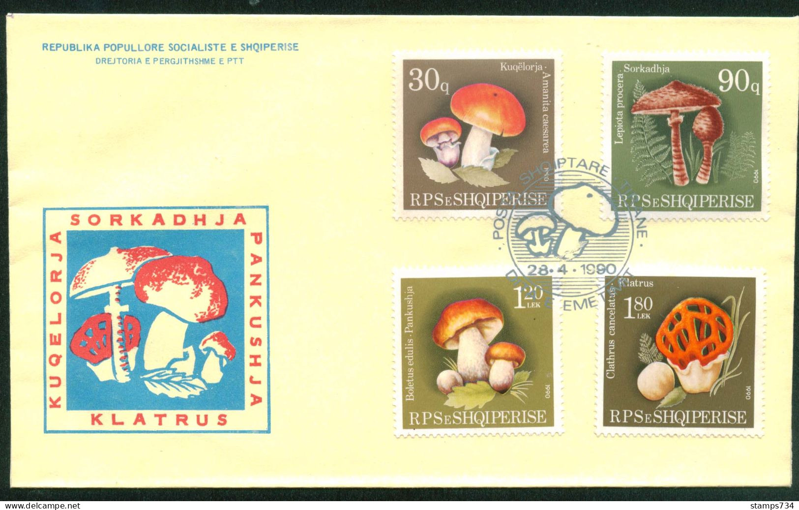 Albanie - 1990 - Mushrooms - YT 2219/22 - FDC - Hongos