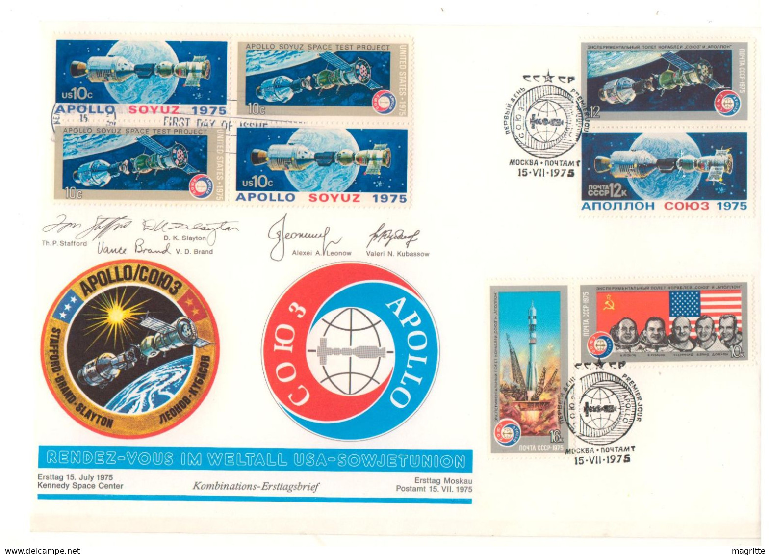 USA URSS 1975 Rare FDC Mixte Apollo Soyouz Emission Commune USA USSR  Apollo Soyuz Joint Issue Mixed FDC - Gemeinschaftsausgaben